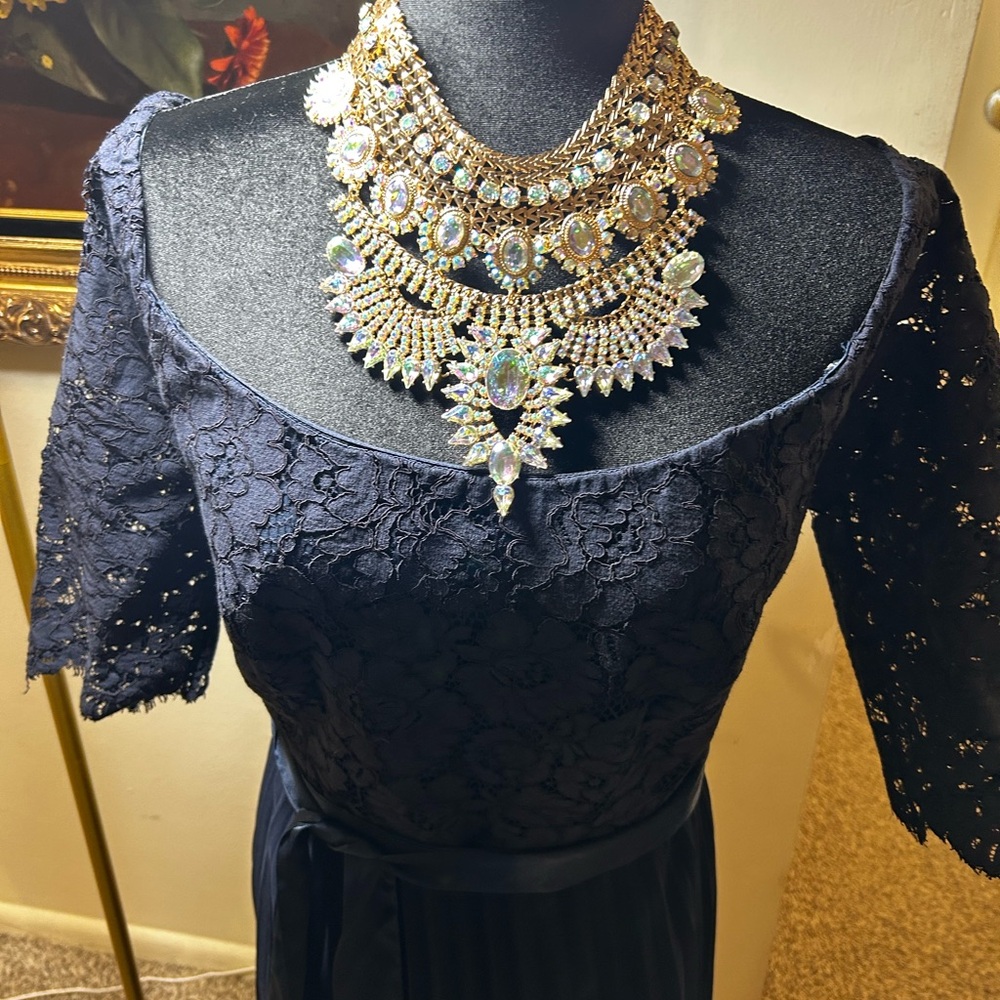 City Chic Midnight Blue Lace Maxi Dress - Picture 2 of 4